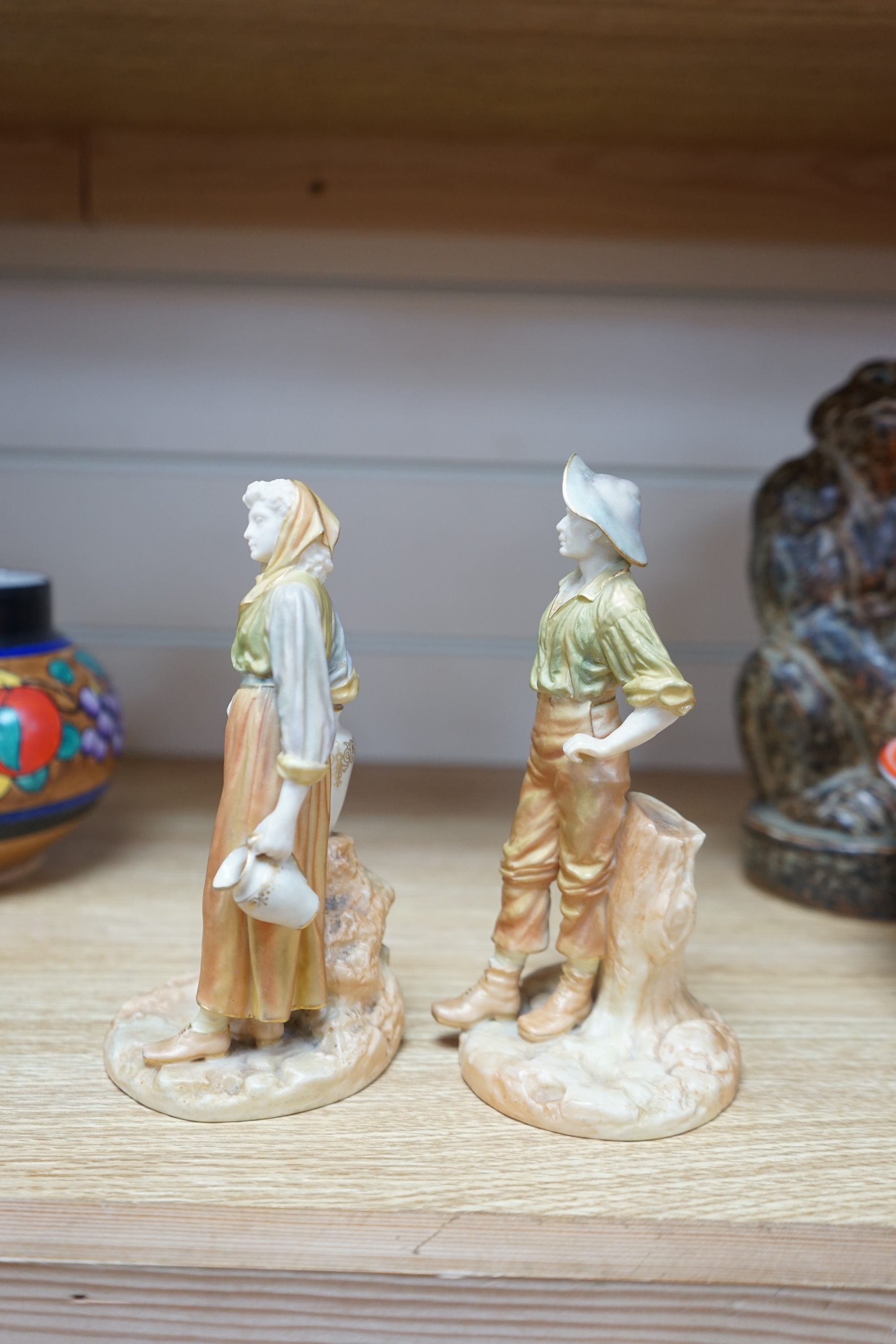 A pair of Worcester blush ivory figures, RN254532 & RN254531, 17cm high. Condition - good, minor wear